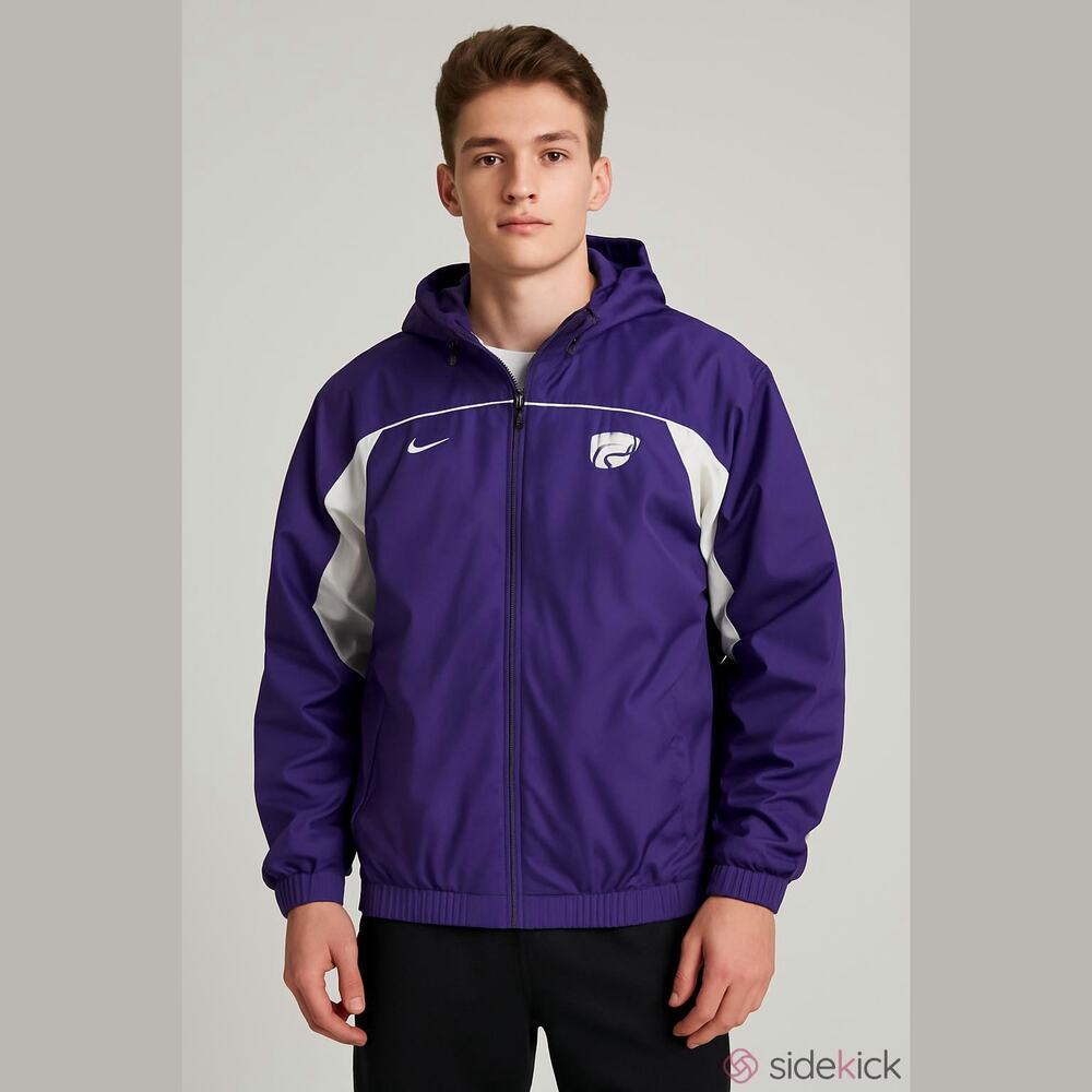 Nike Kansas St wildcat athletic hooded bomber jacket new XXL purple kstate Fan